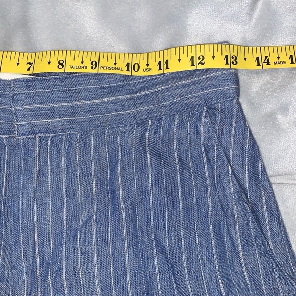 Brochu Walker linen wide leg cropped Blue pin Striped Women's Pants size XS - Picture 9 of 10